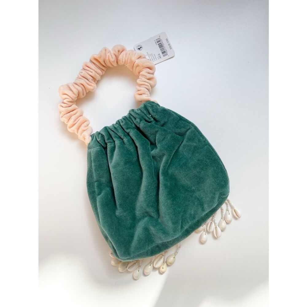 Free People Vancouver Velvet Clutch with shell-fringe. Pouch Purse - Picture 7 of 8